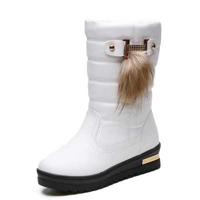 Women Winter Shoes Women High Boots Rhinestone Decoration New Warm Fur leather Mid Calf Boots Women Platform Boots