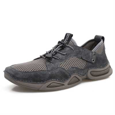 Genuine Leather Summer Men Shoes Welt Stitching Men's Leather Shoes Light Weight Suede Sneakers Shoes Man Outdoor Trekking Shoes