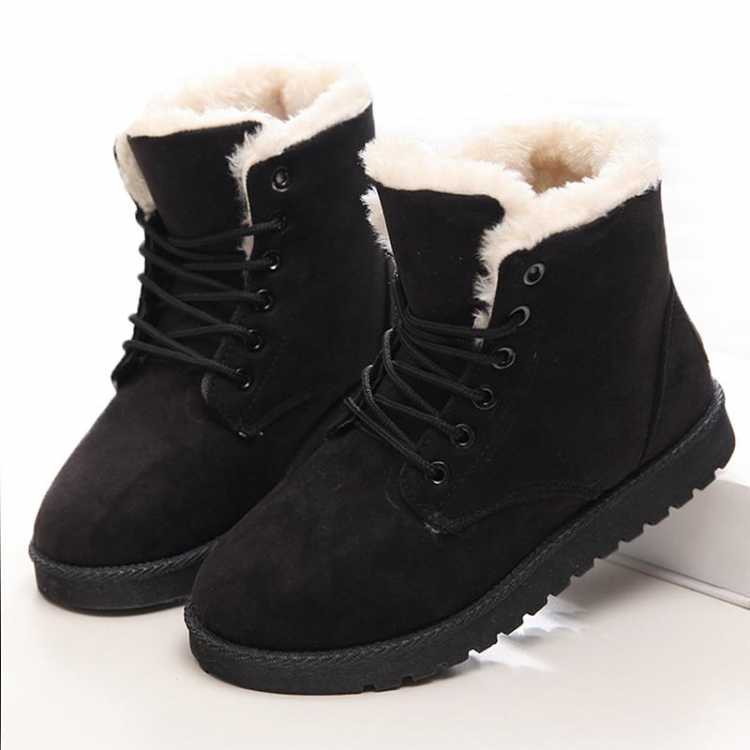 Fashion Winter Boots Women Snow Boots Flat Heels Winter Shoes Warm Fur Boot Women's Shoes Plus