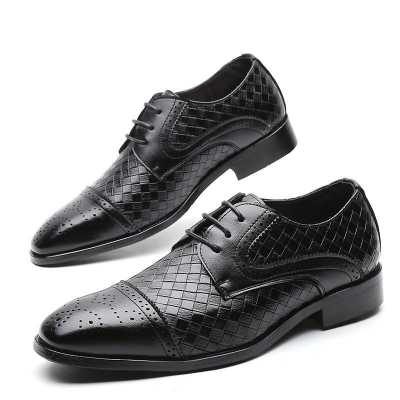 Meluxury Businessn Leather Formal Shoes Luxury Casual Brogue Shoes Winter Wedding Fashion Trend Shoes for Men Brown Oxfords