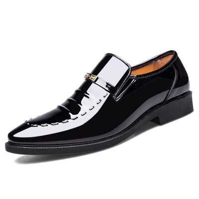 Luxury Brand PU Leather Fashion Men Business Dress Loafers Pointy Black Shoes Oxford Breathable Formal Wedding Shoes