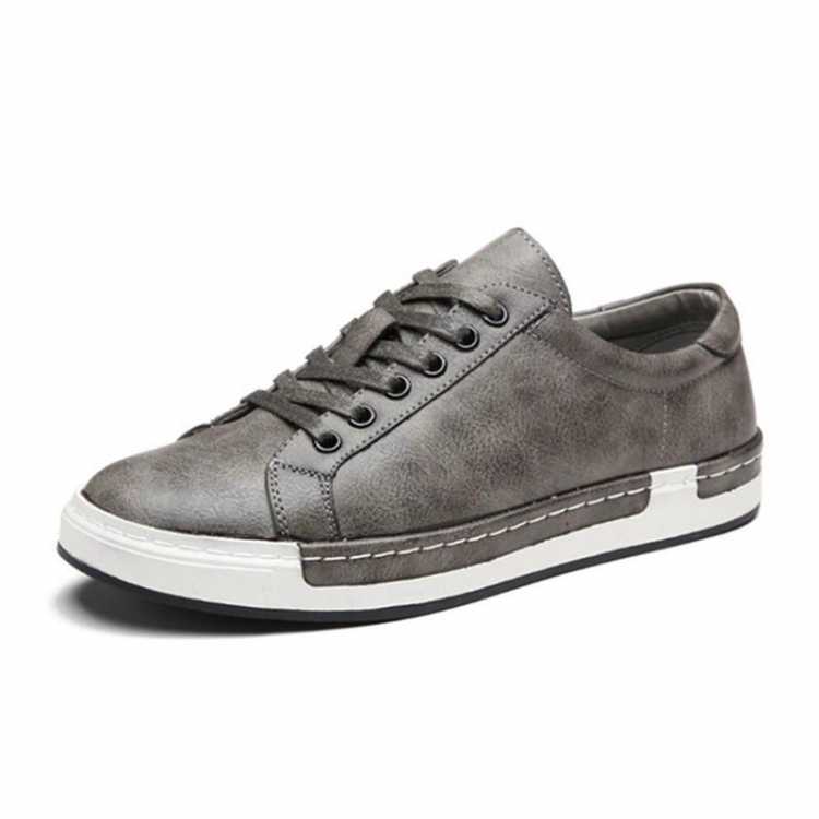 New Fashion Sneakers Men Shoes Brand Soft Leather Mens Casual Shoes Male Footwear Classic Black White Shoes Yellow Grey K017