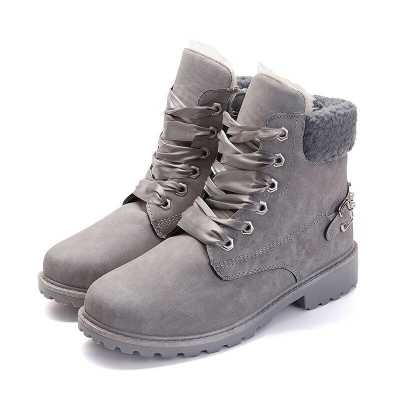 Send Free Lace Snow Boots Woman Casual Ankle Boots Round Toe Women Shoes Platform Pink Booties Winter Plush Platform Boots
