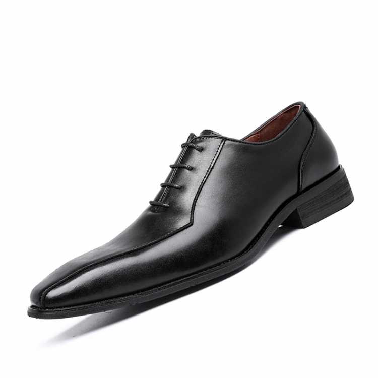 Cowhide Shoes Men's Lace up Gneuine Leather Shoes Square Toe Leather Shoes Men Formal Elegant Wedding Shoe